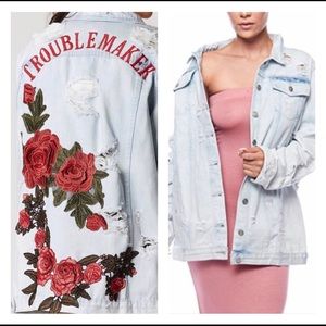 Emory Park Troublemaker Embroidered denim jacket